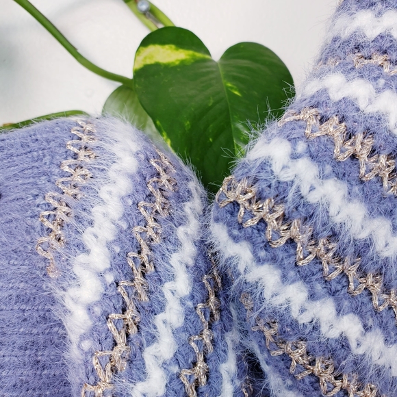 NWT Anthropologie Sweater SMALL Oversized Blue White Boho Baggy Chunky Striped - Picture 11 of 12